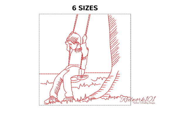 A Designer's Review of the Cute Boy Playing on Swing Redwork