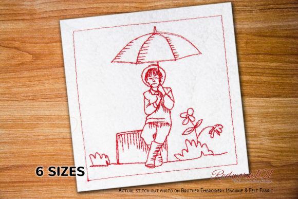 A Seasonal Review of the Boy with Umbrella Bluework Embroidery Design