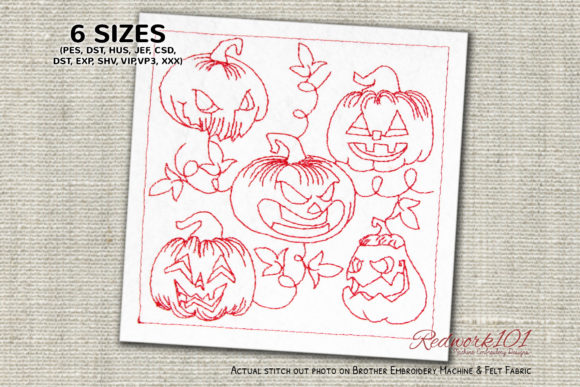 A Seasonal Seller’s Review: Halloween 5 Spooky Pumpkins Redwork