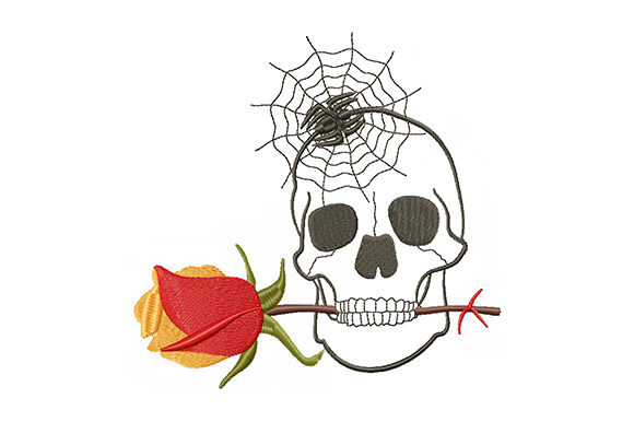An Embroiderer's Look at the Halloween Skull and Rose Design