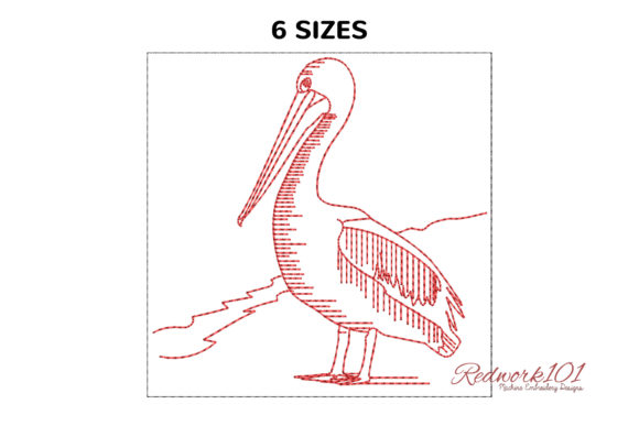 Review: Pelican Standing on Sand Bluework Embroidery Design