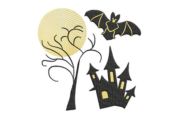 Reviewing Halloween Moon and Haunted House Embroidery Design