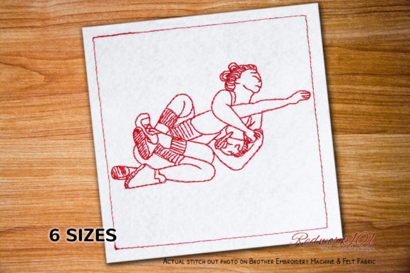 Women Wrestling Redwork: A Boutique Sweatshirt Design Review
