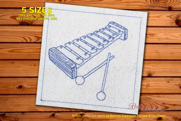 Xylophone Redwork: A Sweet Music Embroidery Design